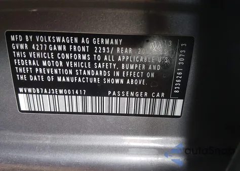 2014 Volkswagen Golf 2.5L z USA, uszkodzony, nr VIN WVWDB7AJ3EW001417